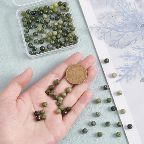 OLYCRAFT 116pcs 6mm Green Jade Round Beads for DIY Bracelet Necklace Earrings Jewelry Making - Image 3