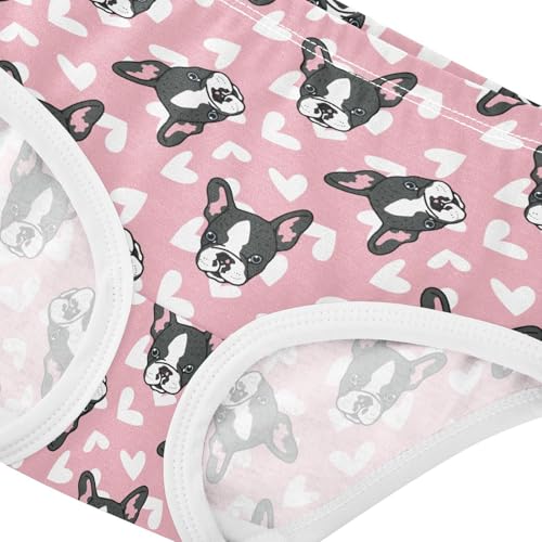 Girls' Underwear Cartoon French Bulldog Pink Cotton Stretch Comfort Toddler Panties4