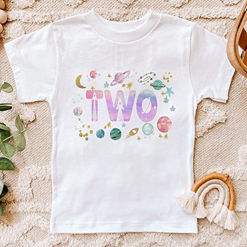 Space Two Birthday shirt Birthday girl Shirt astronaut 2nd Birthday Party two the moon birthday outfit planets 2nd Birthday Shirt (2 toddler)2