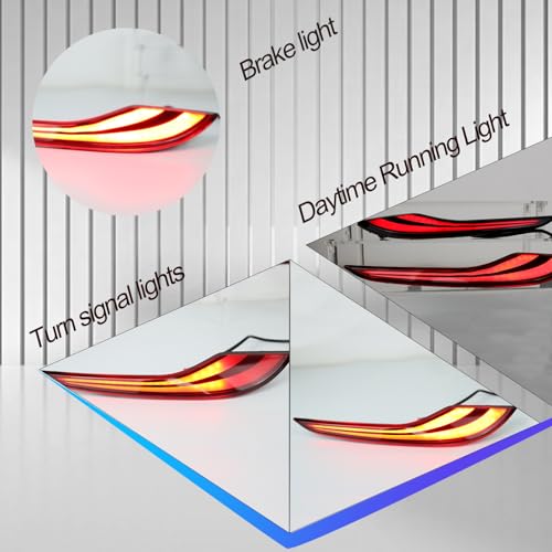 Image of LED Rear Bumper Reflector Lights Compatible with Chevy Malibu RS 2019-2024 Tail Brake Fog Lamp DRL Turn Signal (Red)