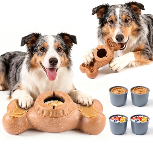 EHWZ Freeze Bone for Dogs - Frozen Treat Chew Dog Toy for Aggressive Chewers to Keep Them Busy Ice Cream Holder Freezebone with Mold Cups Fillable Cognitive Licking Toy