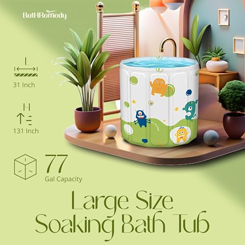 Image of Bath Tub for Adult for Bathroom, Foldable SPA Tub for Home Use with Drainage Hole, Thickened Insulated Ice Bath Tub, Inflatable BathTub for Adults, Ice BathTub for Adults (Green)
