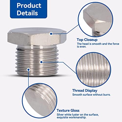 Oxygen Blanking Plug, Oxygen Sensor Spacer O2 Sensor Bung Plugs Hex Plug M18x1.5 Thread O2 Oxygen Sensor Adapter Nickel Fastener Hardware Auto Parts with Washer