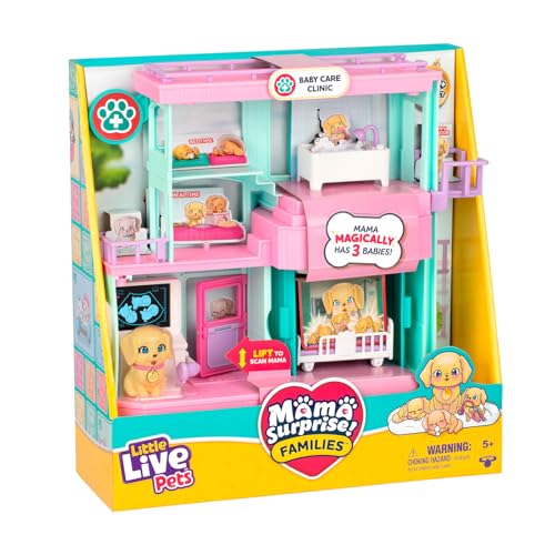 Little Live Pets Pacote clínica para bebés família surpresa descubra 3 cachorros da Retriever como por arte mágica. Conjunto de 2 faces (27,8 cm de largura, 23,8 cm de altura). Ideal para se divertir!