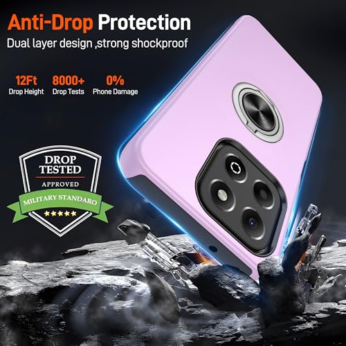 Pilaru for Honor X6B Phone Case with 2 Screen Protector, Non-Slip ShockProof Cover with Ring Kickstand, Tough Protective Silicone Phone Case for Honor X6B,Purple - Image 2