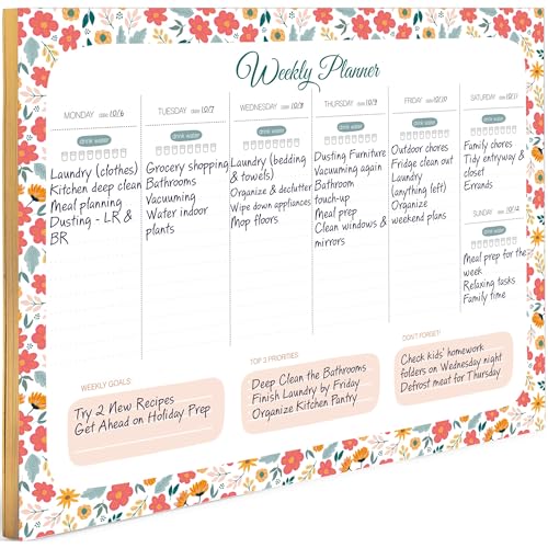 BLU MONACO | Weekly Planner Notepad Tear Off Floral | This Week Notepad 8.5 x 11 | Weekly Dashboard Planner Paper Source Weekly Planner 2026 Style