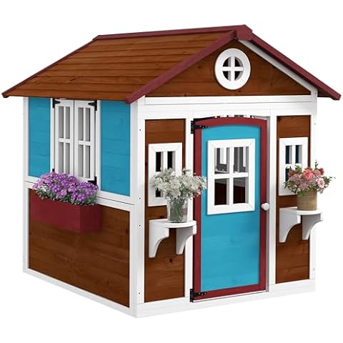 Outsunny Wooden Kids Playhouse with Planters Cover