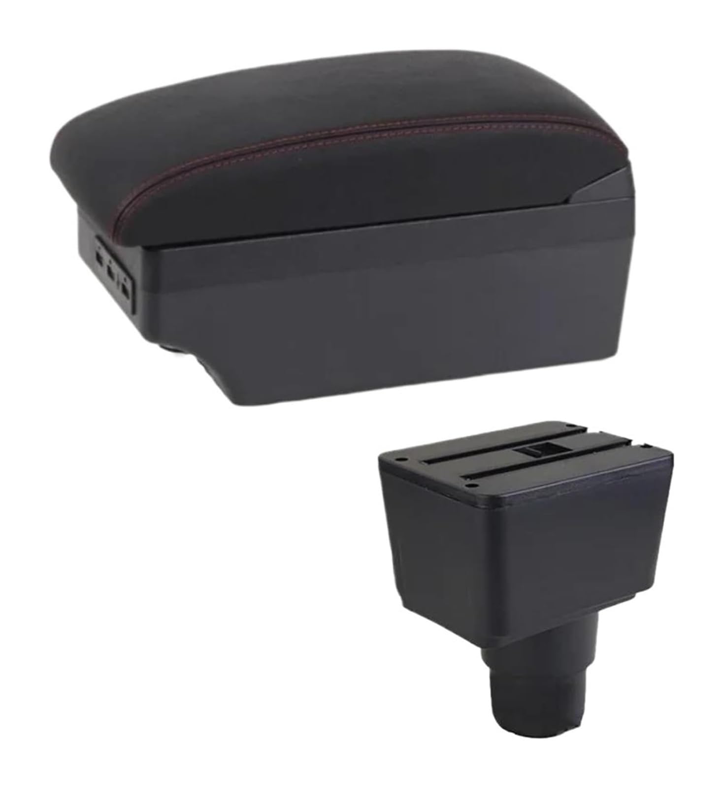 HCKCLMBMZW For Ecosport 2018 2019 2020 2021 Armrest Box Leather Arm Rest Center Console Storage USB Car Accessory Car Armrest Center Console(E1 Red Line)