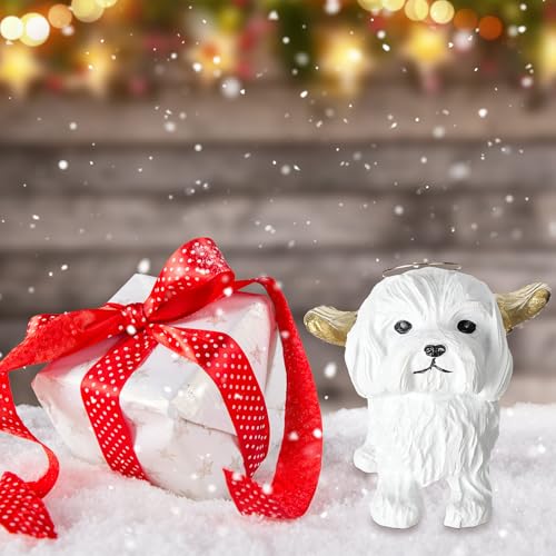 Ornements de sapin de Noël chien ange Malte ailes dorées Jetec - 5