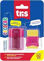 Apontador com Borracha, Tris, 7897476681085, Multicor, pacote de 2