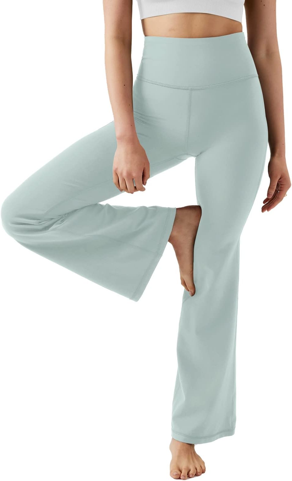 LASLULUWomens Bootleg Yoga Pants Wide Leg Pants High Waisted Loose Flare Workout Athletic Sweatpants Leggings with Pockets