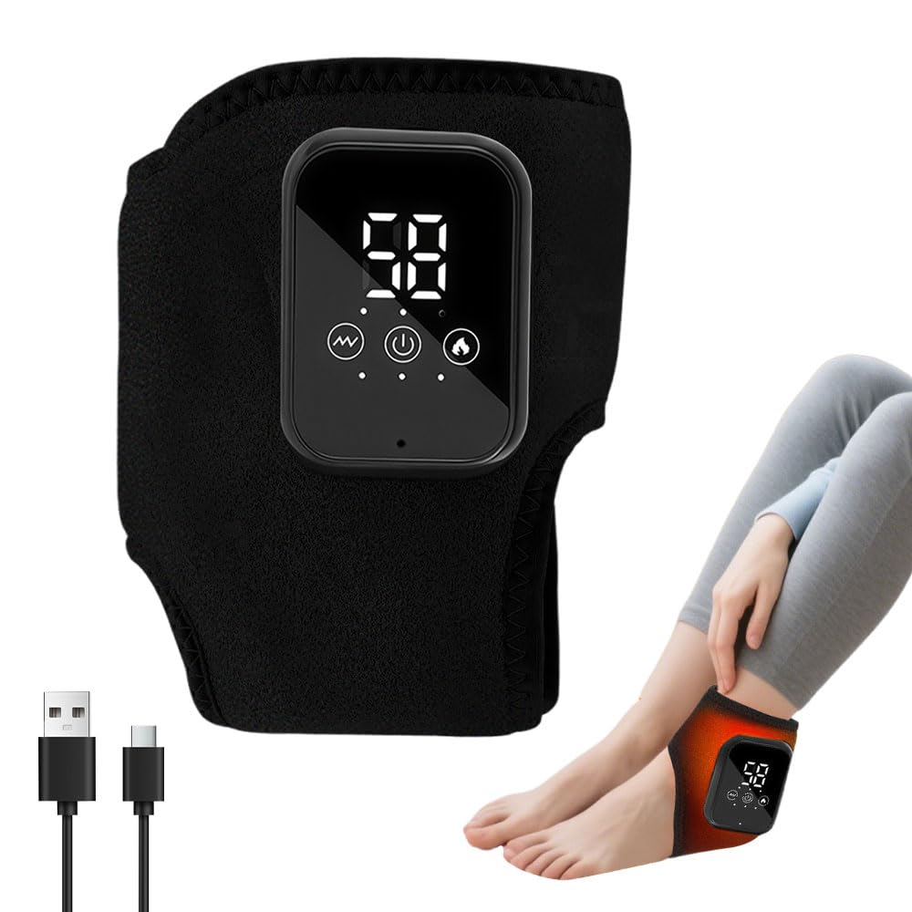 3 en 1 Masajeador de Pies, Tobillera Térmica Inalámbrica con 3 Modos, 3 Niveles de Calor, Inalámbrico Masajeador de Tobillo Alivia el Dolor de Pies y Promueve la Circulación Sanguínea (1 x Negro)