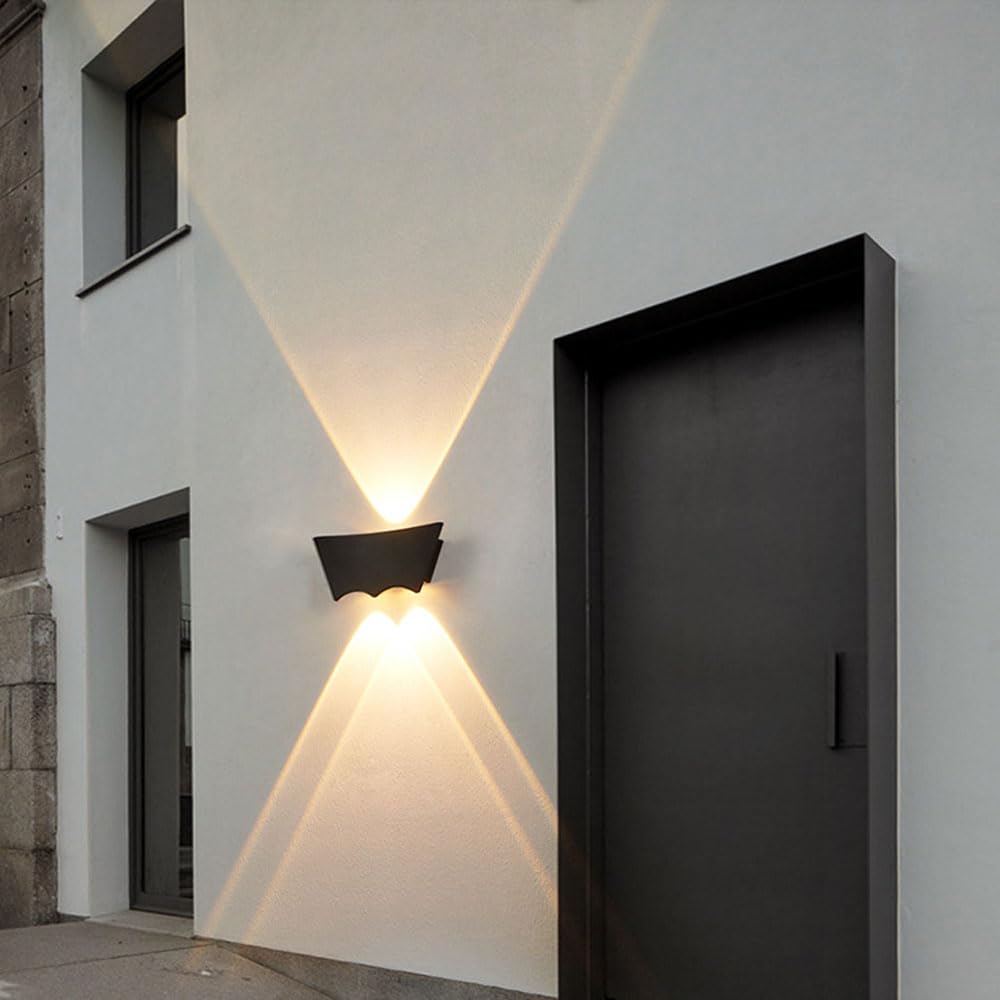 Aluminiowa lampa ścienna, czarne kinkiety zewnętrzne, kreatywna latarnia ścienna LED 6W, nowoczesne i proste kinkiety ścienne, ciepłe światło 3000K kinkiety do wnętrz i na zewnątrz