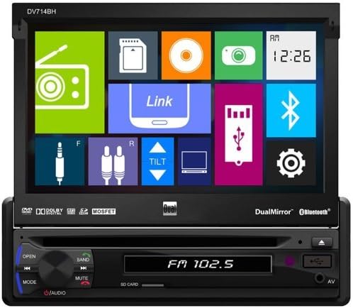 Dual DV714BH In-Dash Single DIN DVD/MP3/USB Car Stereo Receiver w/Built-In Bluetooth and DualMirror Technology (Renewed)