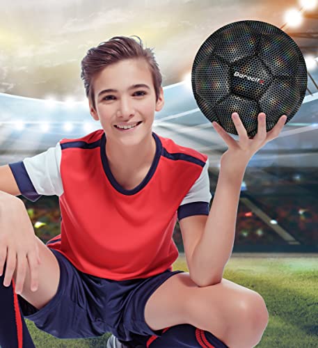 Image of Soccer Ball - Boys and Girls Soccer Ball with Reflective Hex, Outdoor and Indoor for Playtime, Training, and Games - Iridescent Black Size 3