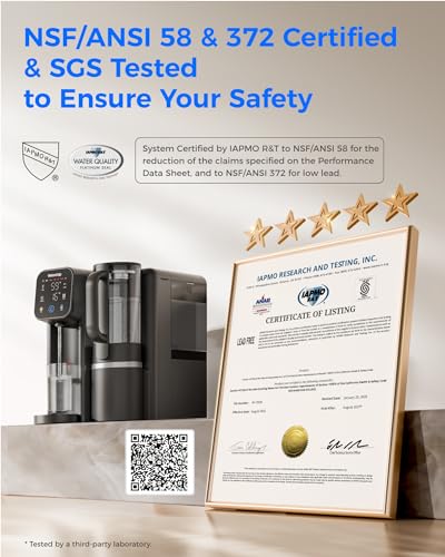 Image of Waterdrop M6CG Hot and Cold Mineral Reverse Osmosis Water Filter Countertop | 8-Stage, Certified to NSF /ANSI 58 & NSF /ANSI /CAN 372, 59-203F Water, 3:1 Pure to Drain, Glass Pitcher, BPA-Free