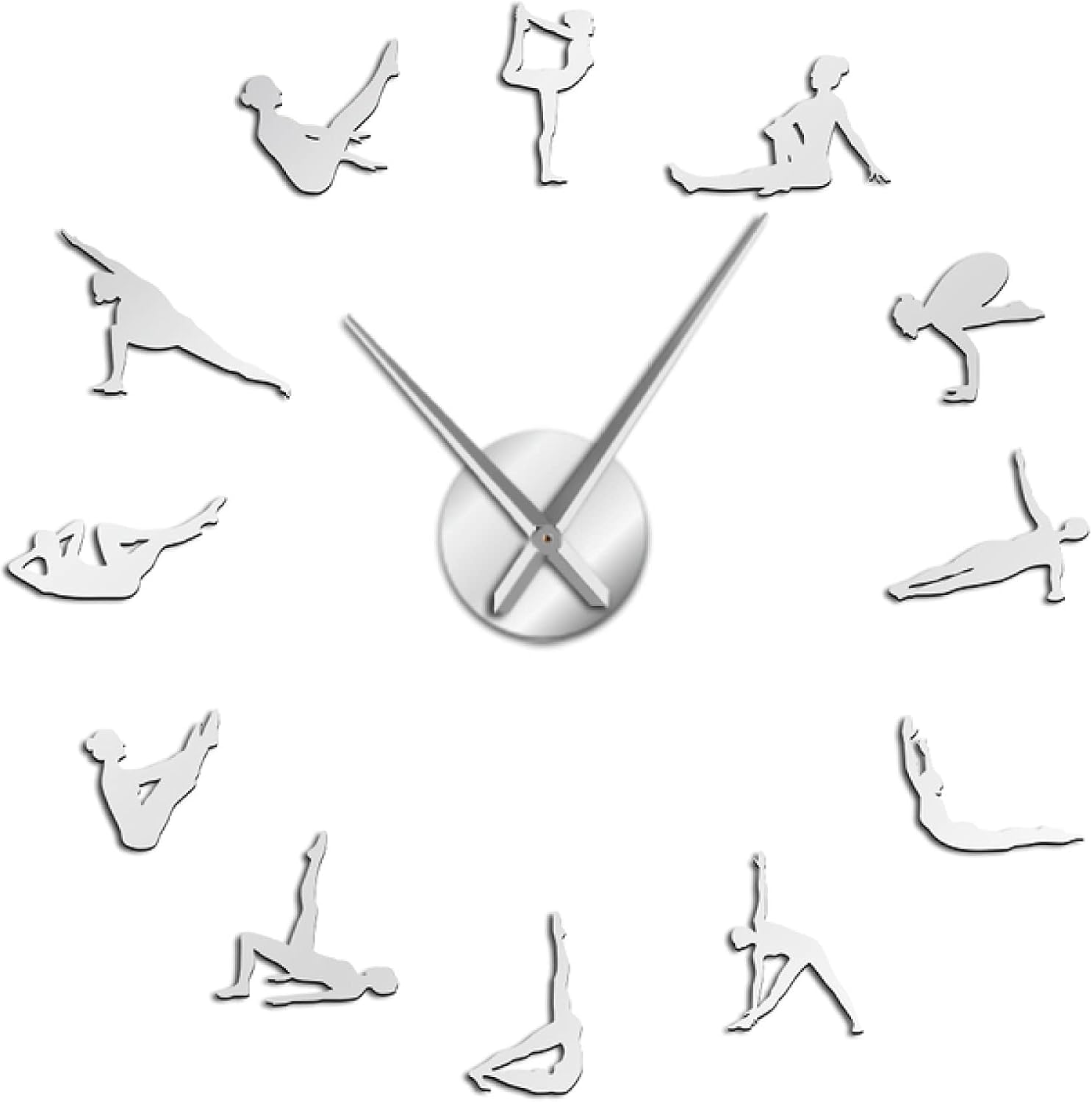 Orologio da parete per pilates, con aghi grandi, decorazione fai da te per la stanza delle ragazze, orologio silenzioso per casa, palestra e esercizi di salute