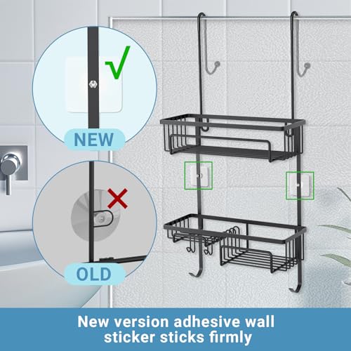 Cosyland Shower Caddy Over The Door, Rustproof Bathroom Shelf Organizer, SUS304 Stainless Steel Wall Rack For Dorm, Toilet, Bath And Kitchen, Black - 4
