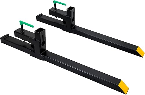 Hasopy Horquillas de palé de 60 pulgadas, 4000 libras máximas, abrazadera en horquillas de cubo de tractor, accesorio de carga frontal resistente