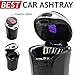 TAKAVU Car Ashtray (1-Pack), Easy Clean Up Detachable Stainless Car Ashtray with Lid Blue Led Light and Removable Lighter for Most Vehicle Cup Holder (Silver)