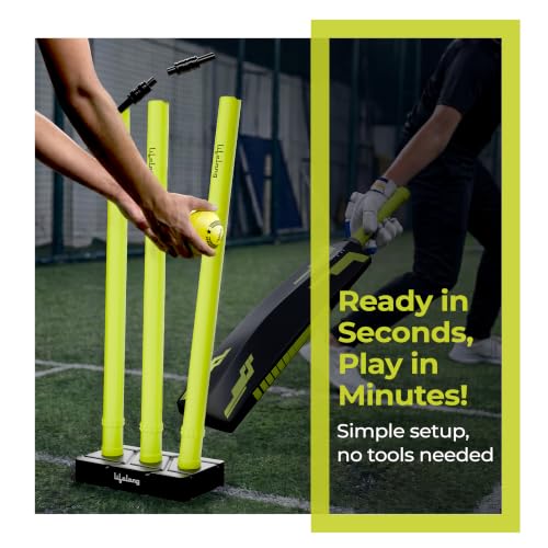 Image of Lifelong Premium Plastic Stump Set for All Ages | Durable Wicket Set with 3 Stumps, 2 Bails & 1 Base | Ideal for Boys, Girls & Adults | Full Size Practice and Recreational Play Set