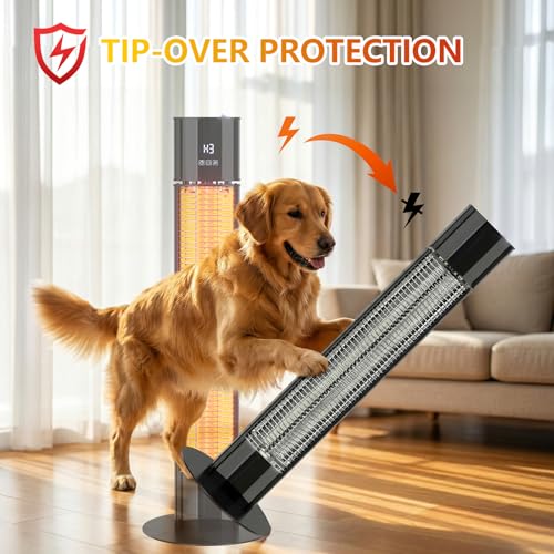 Image of Portable Outdoot Electric Heater, Infrared Patio Heater for Outdoor /Indoor Use, garage heater electric, 1500W, BLACK