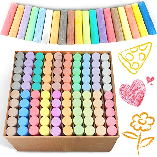 100 Pcs 20 Colors Jumbo Sidewalk Chalks Set For Kids Washable Drawing Chalks Paint On Chalkboard Playground Blackboard Classroom Party Favors Birthday Gift #TOP1
