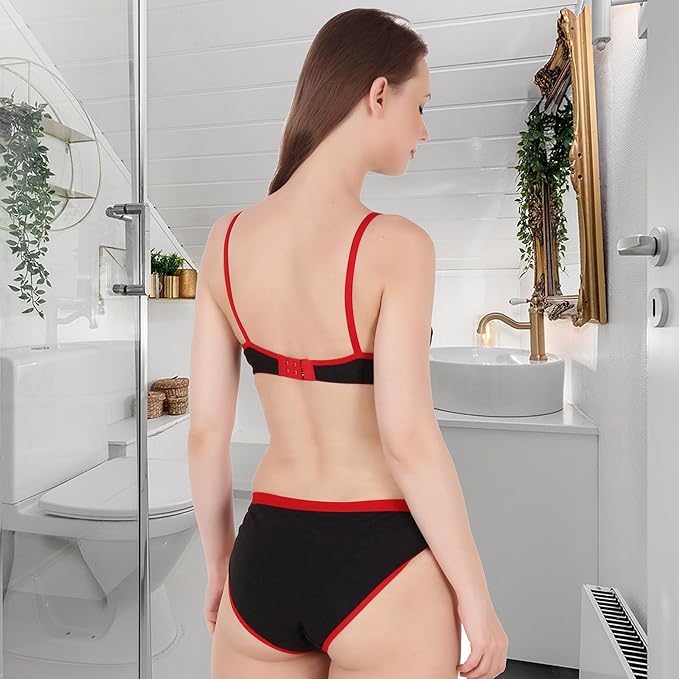 Image of Soft Lace Non Padded Bra Panty Set for Women || Non Padded Lingerie Set for Female,Ladies