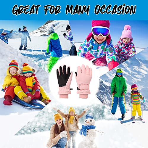 Winter Kids Ski Gloves Boys Girls Cold Weather Snow Glove Waterproof Ski Snowboard Gloves With Fleece Lining(Solid Skin Pink,4-6Years) #TOP4