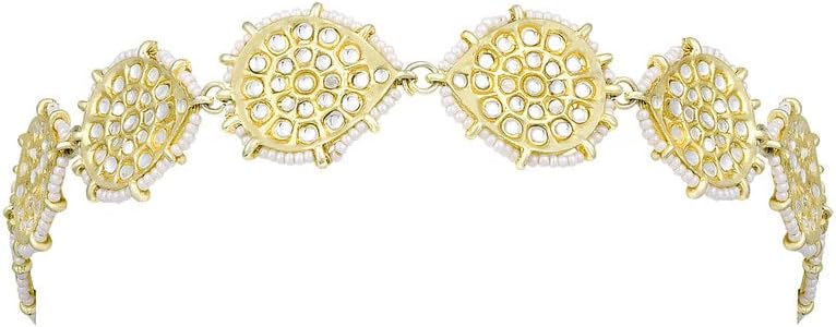 Aheli Gold Plated Kundan Studded Maatha Patti Sheeshphool Hair Accessories Fashion Ethnic Jewellery Gift for Women