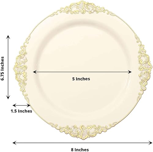 Miniatura 274 de Efavormart - Paquete de 10 platos llanos redondos de plástico de 10 pulgadas en verde salvia vintage, platos desechables barrocos en relieve