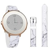 Pebble Time Round 14mm Bands,Jolook Leather Replacement Band with Quick Release for Pebble Time Round 14mm Watch -Unique Black Cracks Marble Band
