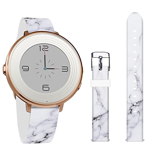 Pebble Time Round 14mm Bands,Jolook Leather Replacement Band with Quick Release for Pebble Time Round 14mm Watch -Unique Black Cracks Marble Band