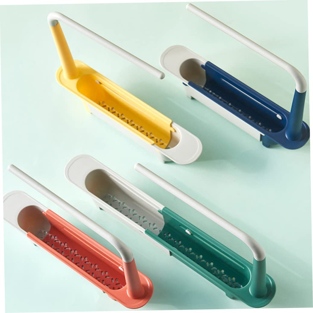 Telescopische gootsteen keuken telescopisch gootsteenrek gootsteen afvoerrek met lade sponshouder verstelbare 2 in 1 gootsteen organizer voor thuis keuken blauwe gootsteen houder telescopische