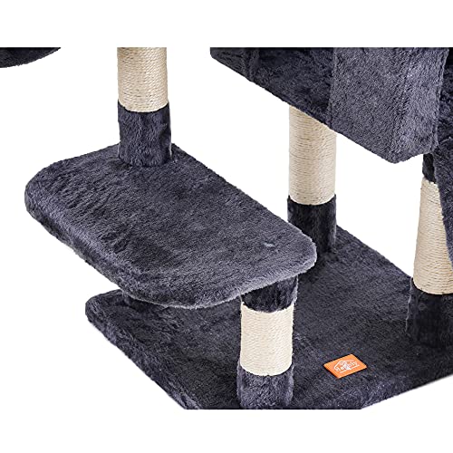 Heybly Cat Tree 50 Inches Cat Tower For Indoor Cats Multi-Level Cat Furniture Condo With Feeding Bowl And Scratching Board Smoky Gray Hct010G #TOP7