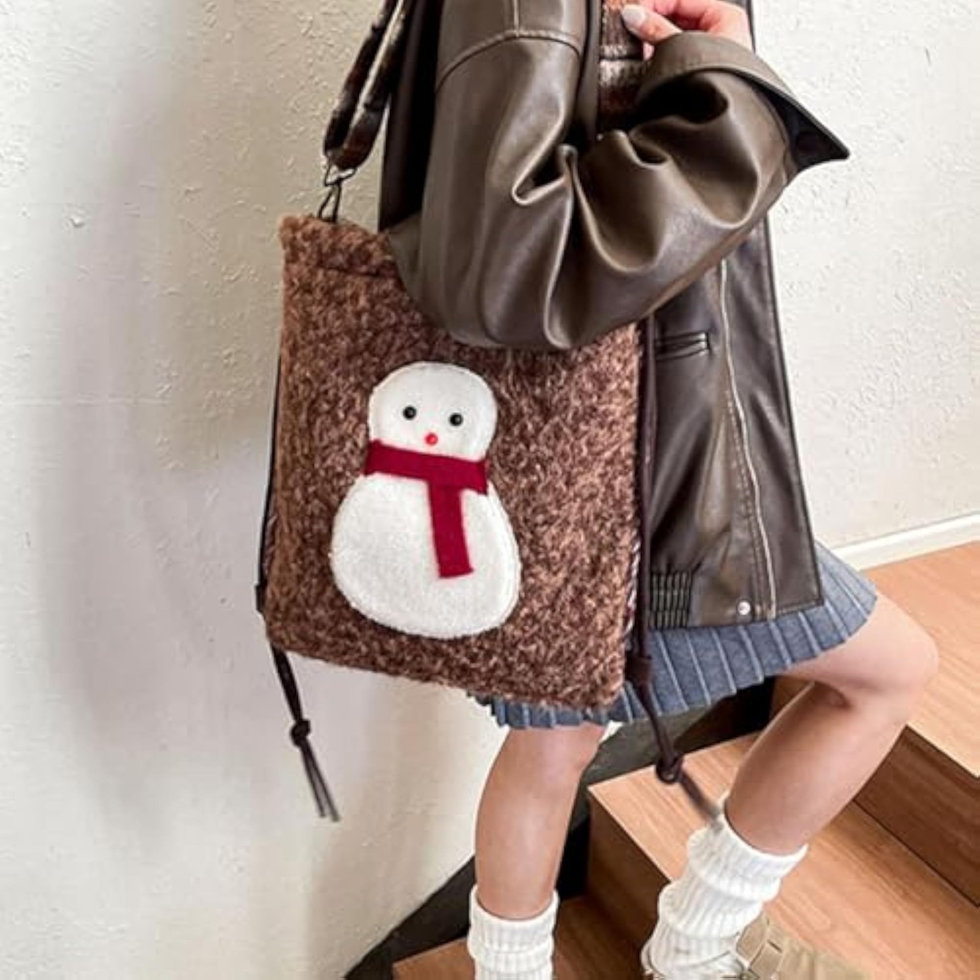 Christmas Snowman Backpack for Vacation and Party, Brown