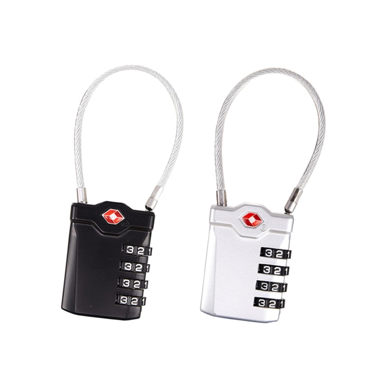 Hemobllo 2pezzi Lucchetto Per Bagagli Combinazione Cifre e Portatile Sicuro Per Viaggi e Protezione All Aperto in Argento e Nero