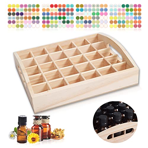 WishesMar 30 Slots Wooden Essential Oil Holder Display Storage Organizer Stand Natural Wooden Rack