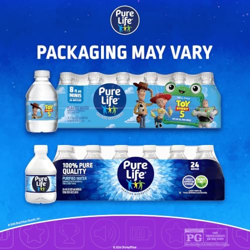 Pure Life Purified Bottled Water, 24 Pack - Still Drinking Water Enhanced with Minerals for a Crisp Taste - 8 Fl Oz - Toy Story 5 Packaging Graphics - 2