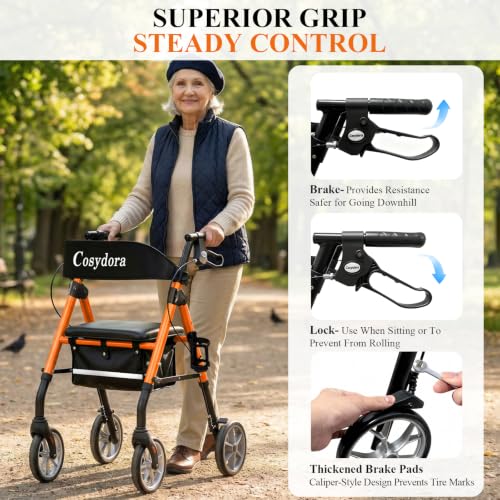 Image of Cosydora Rollator Walkers for Seniors with Seat, 15 Lbs Ultra Lightweight