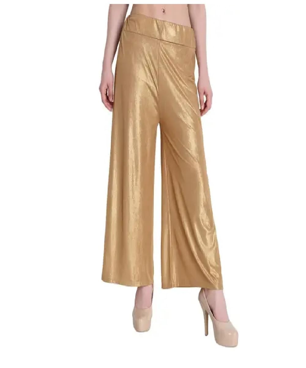 Shimmer Palazzo for Womens OR Girls -Gold Color-image-0