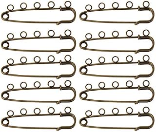 Vxhohdoxs 10 Pcs Silver Bronze DIY Brooches 5 Holes Safety Pins Brooches Jewelry Findings