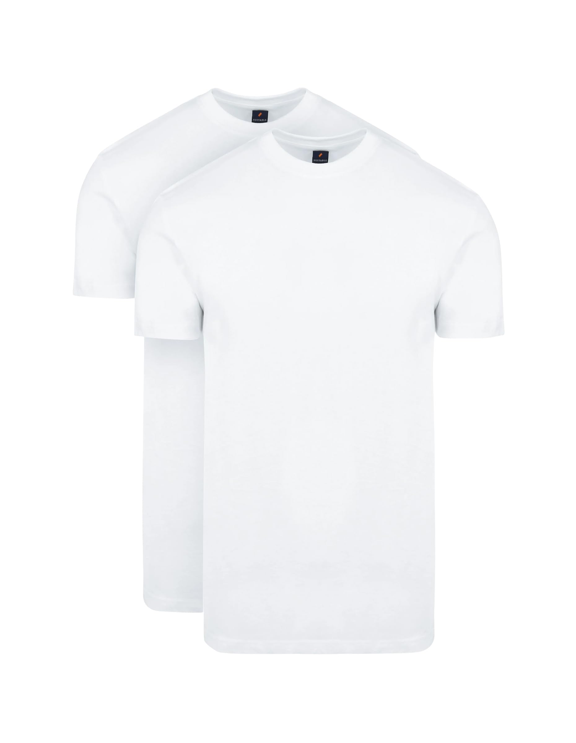 Suitable Men's White Obra T-Shirt High Round Neck 2-Pack