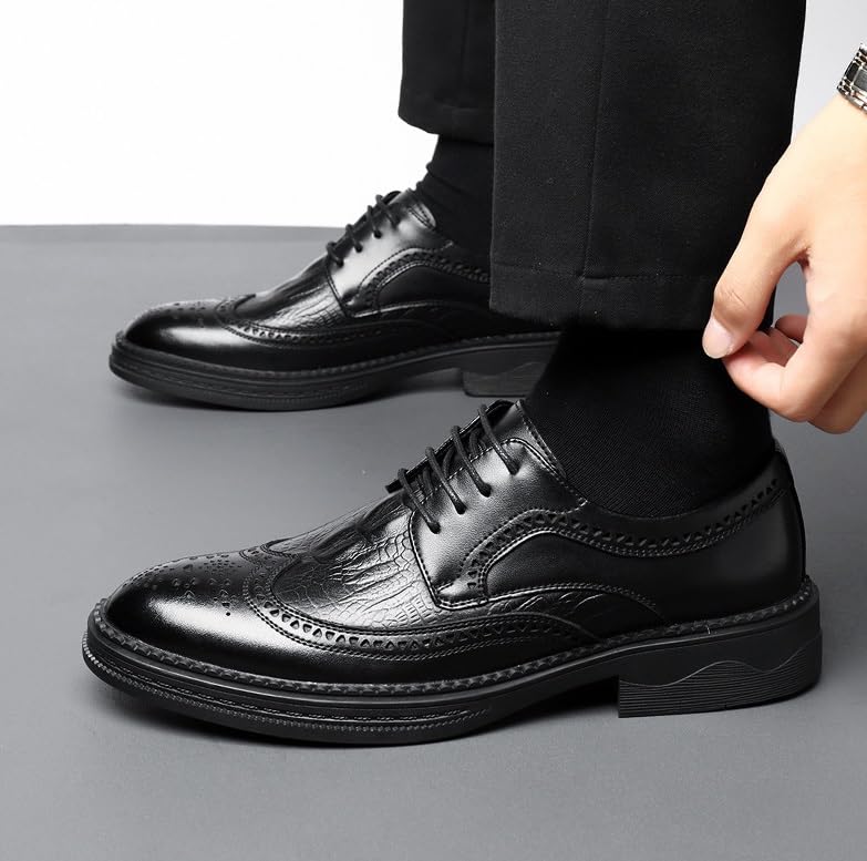 Mens Classic Leather Lace-up Derby Shoes Wedding Office Formal Pointed-Toe Oxford Dress Shoes for Men2