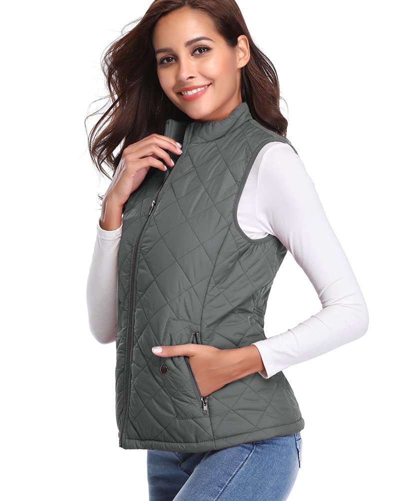 fuinloth Gilet Donna Smanicato Invernale Panciotto Dritto Collarei Giacche Ultraleggeri Senza Maniche Giacca con Tasca con Cerniera