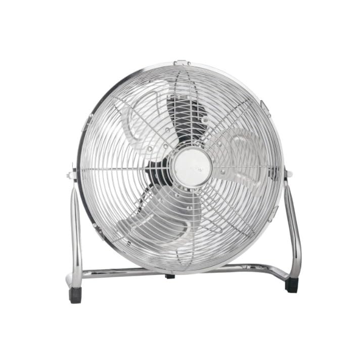 Genérico Ventilador de Suelo 12” (30 cm) 55W Plateado – 3 Velocidades, Oscilación Vertical 180°, Motor DC de Cobre, Flujo de Aire 4.5 m/s, Silencioso 56 dB, Ideal para Hogar y Oficina