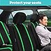 FH Group Car Seat Covers Full Set Cloth - Universal Fit Automotive Seat Covers, Low Back Front Seat Covers, Solid Back Seat Cover, Washable Car Seat Cover for SUV, Sedan and Van Green