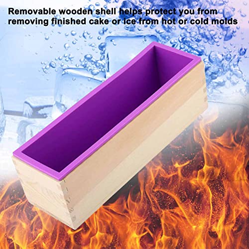 Lovesmile Soap Mold, Rectangular Silicone Mold with Wood Case, 1200ML, Purple, lila - Image 4