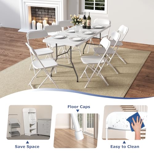 10 Pack White Folding Chairs, Plastic Folding Chairs Outdoor Indoor, 350lb Capacity,Portable Event Chair, Lightweight Folding Chair,for Events Office Wedding Party Rental Picnic Patio - Image 6
