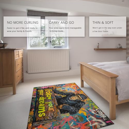 Tapis Boho Graffiti Chimp 140x200 cm tapis de salon lavable et coloré - 5